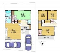 向日市、伏見区、南区の不動産なら<br>センチュリー21ユニバーサルホームサービス向日町店へ！ 駐車２台可能な４ＬＤＫ！
陽当たり良好な整形地！室内大変丁寧にご使用されております！
阪急『西向日駅』まで徒歩１１分と通勤・通学に便利！
