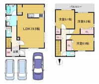 向日市、伏見区、南区の不動産なら<br>センチュリー21ユニバーサルホームサービス向日町店へ！ 南北両面道路で陽当たり良好！前面道路ゆったり６ｍで駐車もラクラク♪
駐車は３台可能！全居室６帖以上の３ＬＤＫで全居室収納付き！